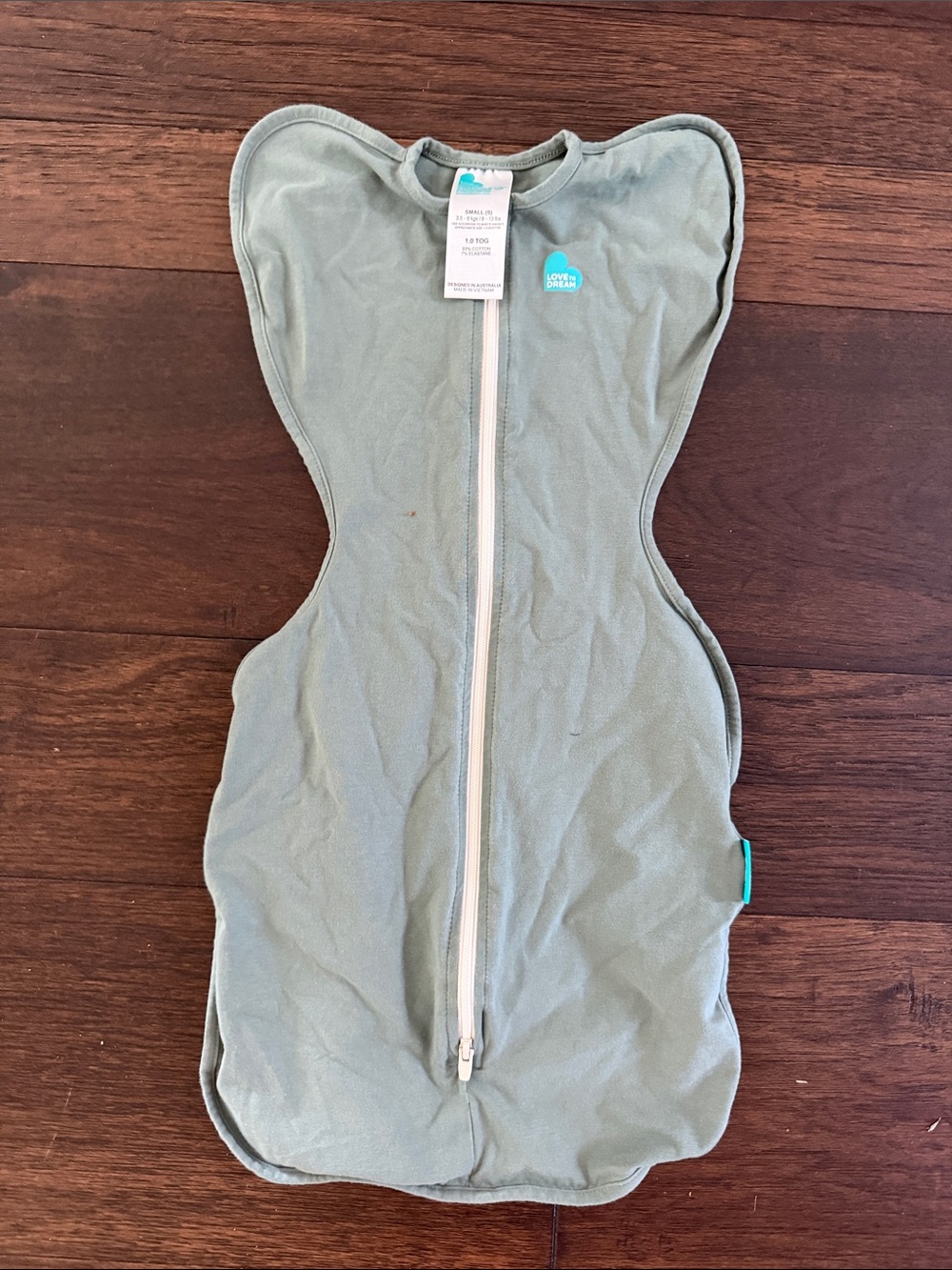 Love to dream Sage Green Swaddle Sleepsack with Center Zipper